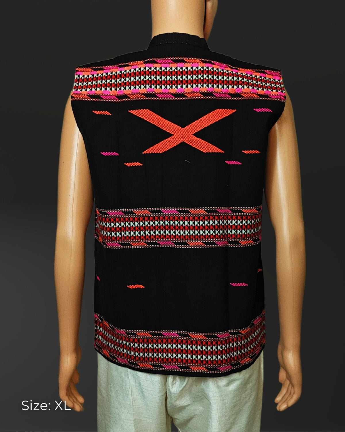 Black Mibu galuk - Mising tribal waist coat