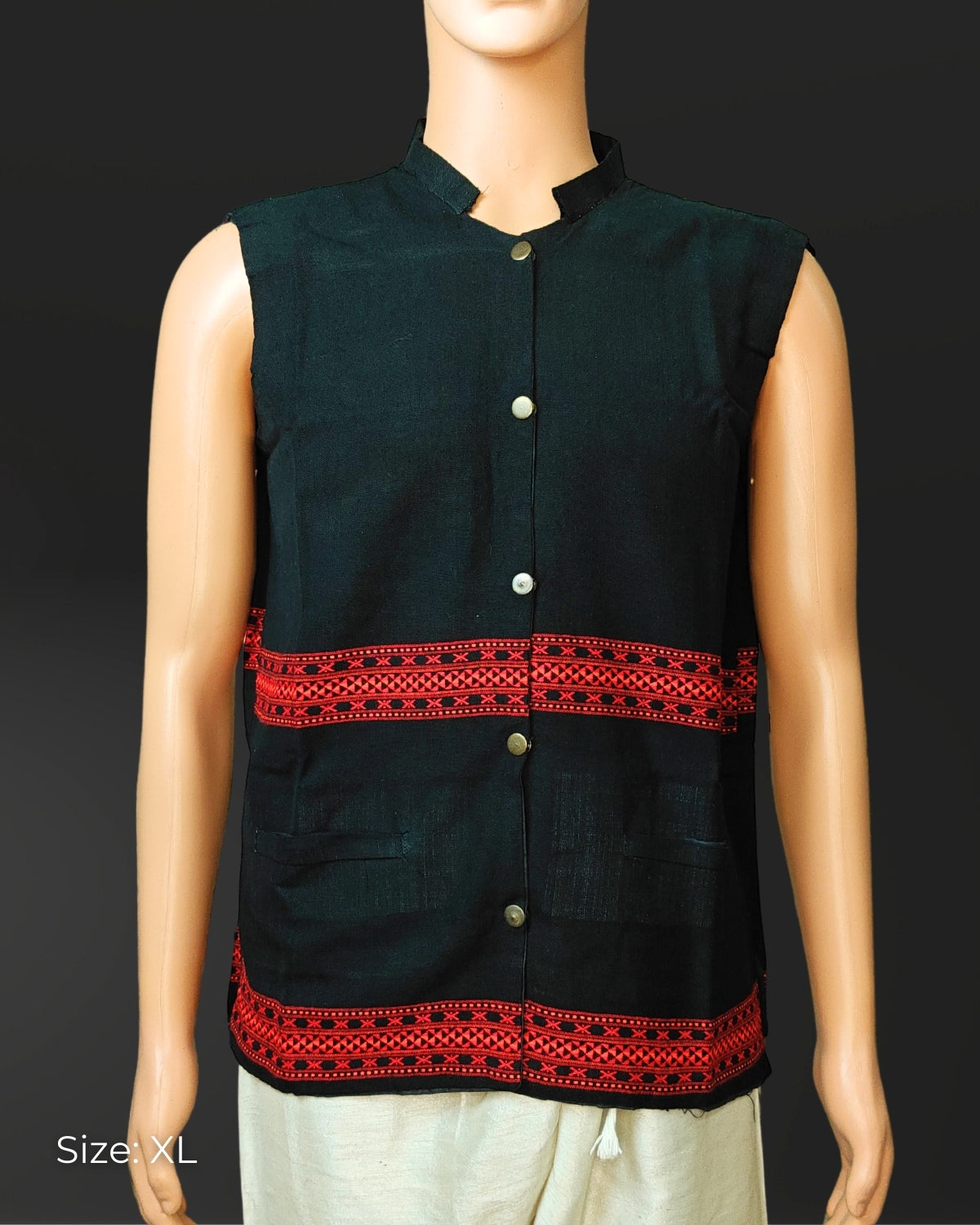 Black Mibu galuk - Mising tribal waist coat