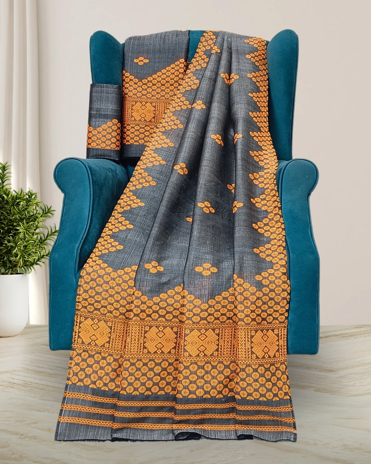 Black semi nuni Mising mekhela sador