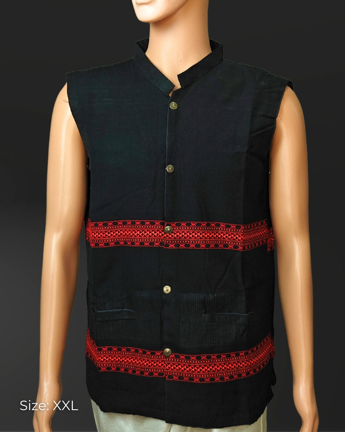 Black Mibu galuk - Mising tribal waist coat