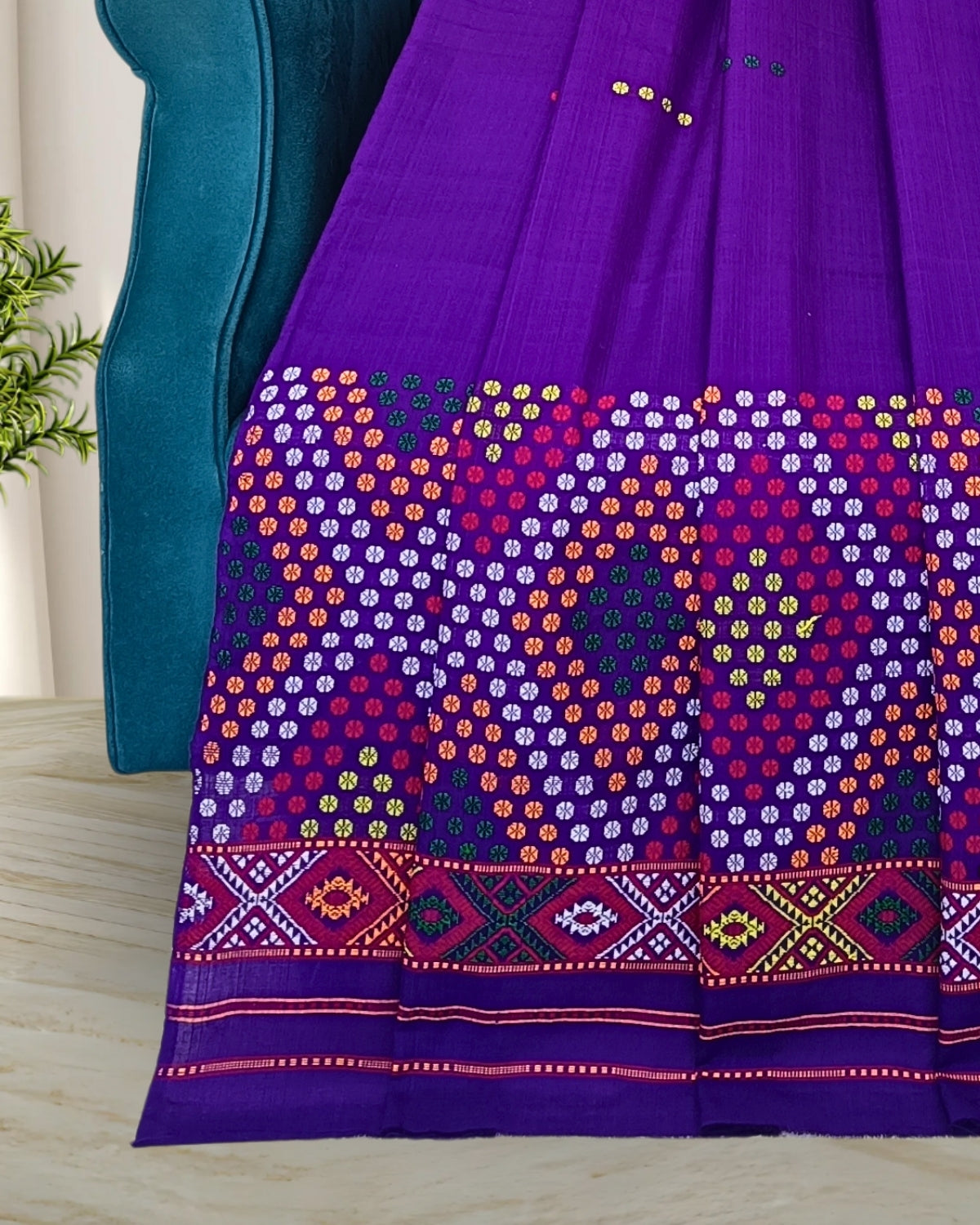 Padmini cotton Mising mekhela sador - Purple