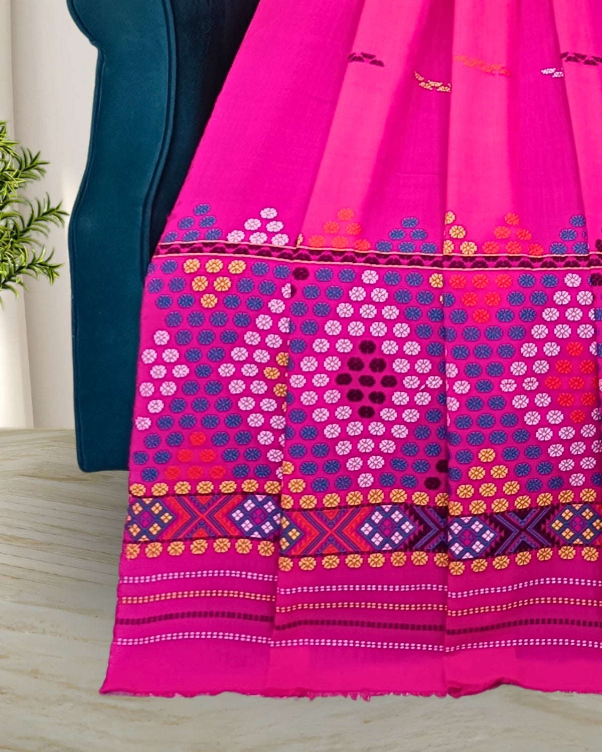 Padmini cotton Mising mekhela sador - Pink
