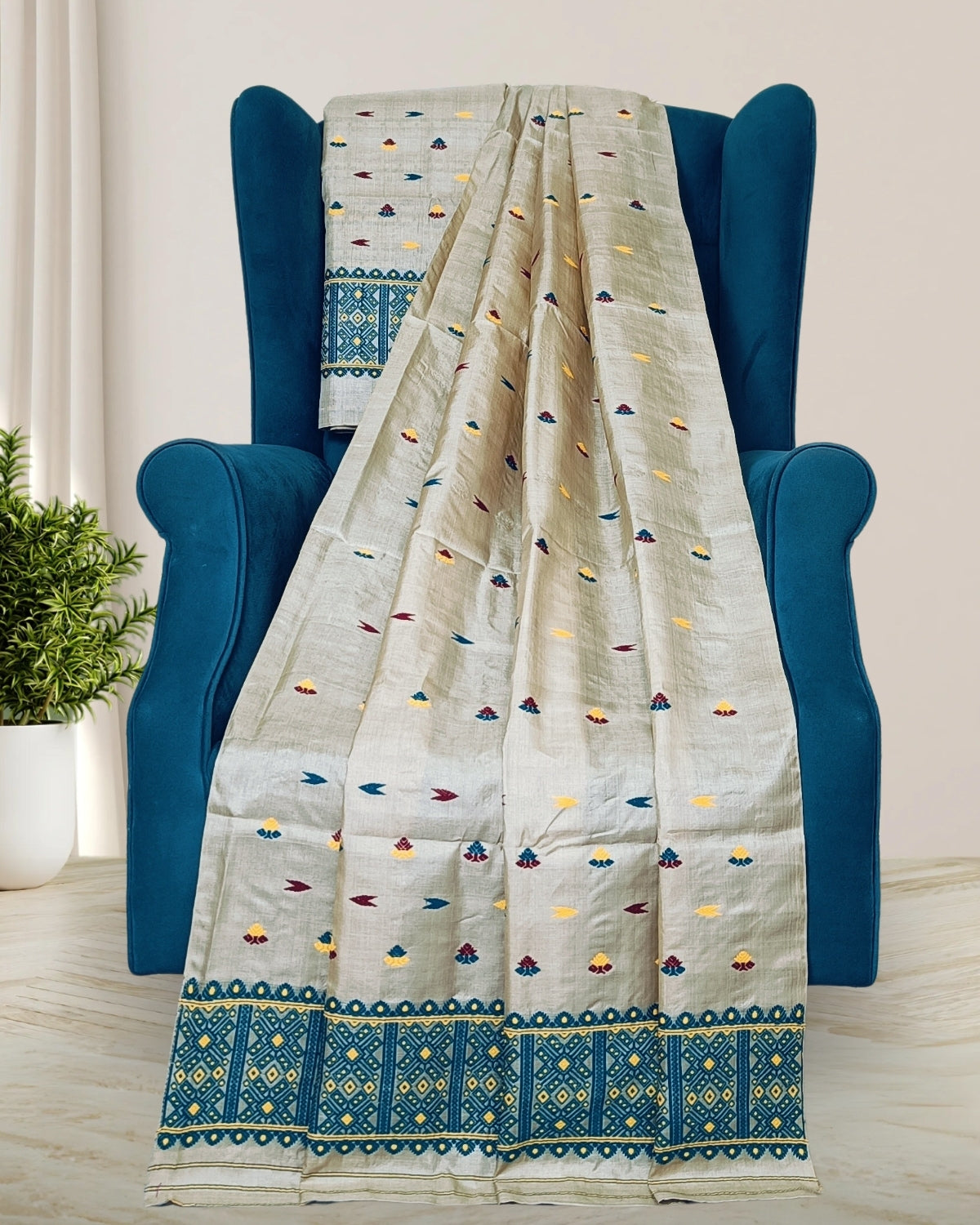 Tussar silk mekhela sador