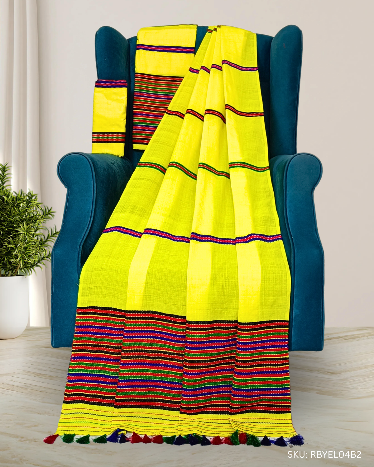 Ribi design padmini cotton Mising mekhela sador - Yellow