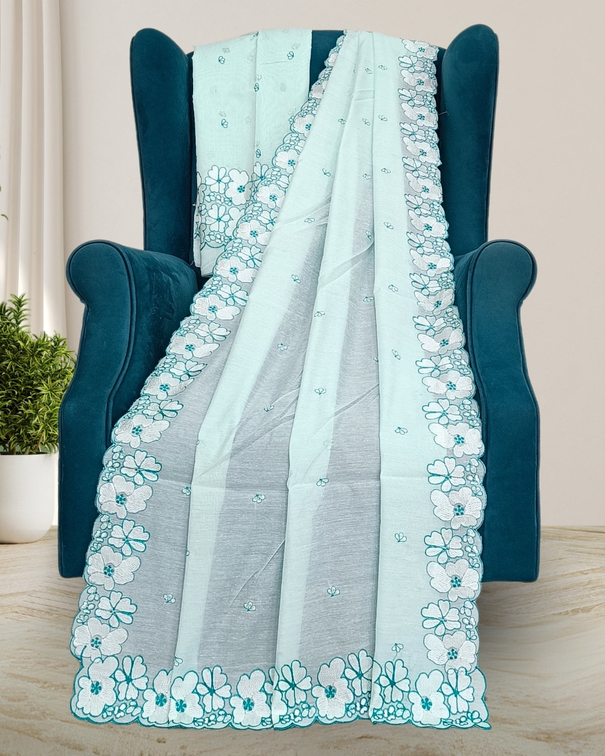 Cotton cutwork mekhela sador