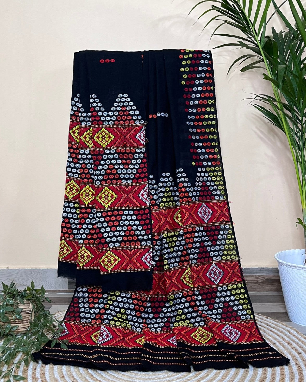 Black padmini cotton Mising mekhela sador