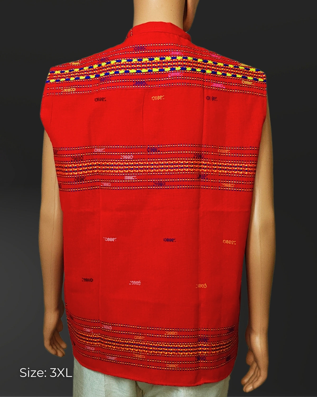 Red Mibu galuk - Mising tribal waist coat