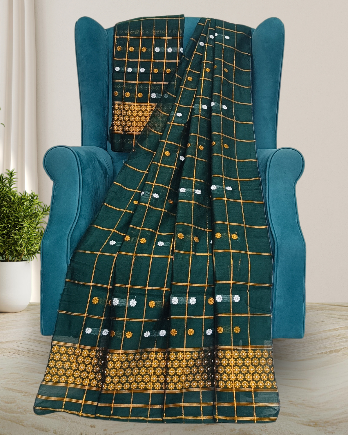 Staple cotton mekhela sador