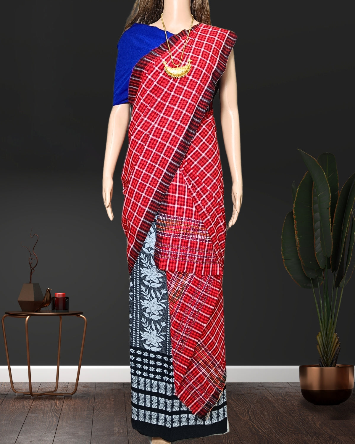 Pajok design padmini cotton single sador - Red