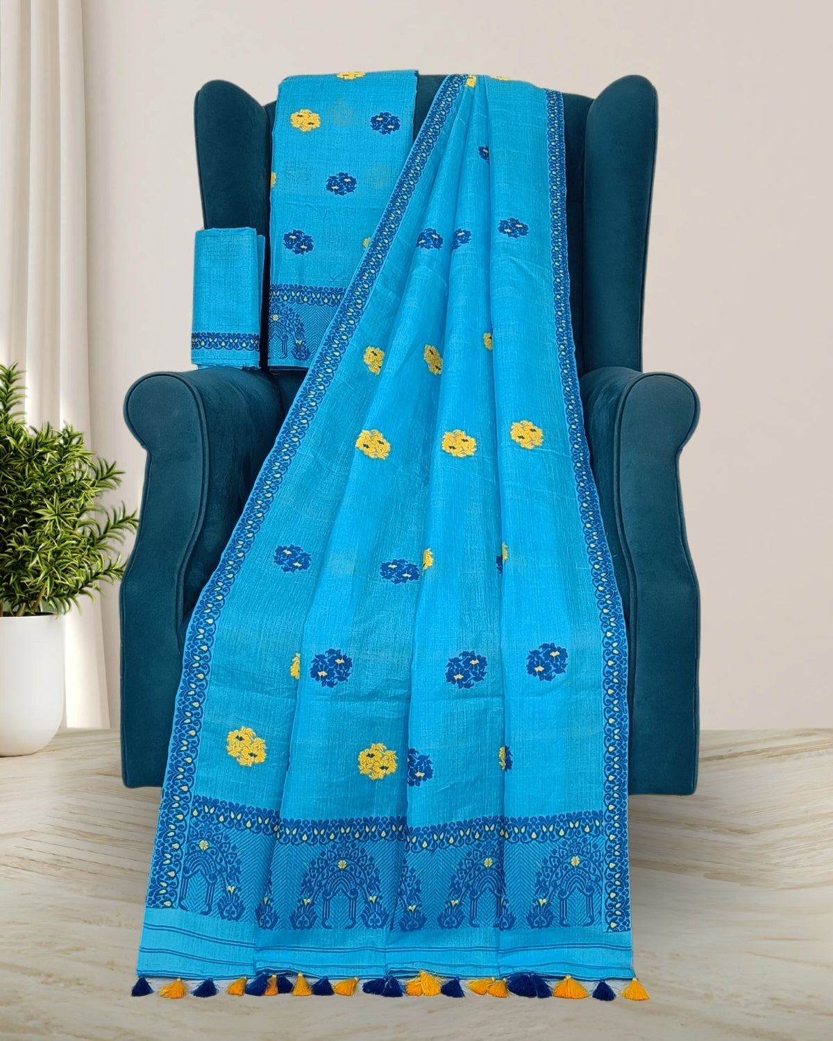 Tussar silk x cotton mekhela sador