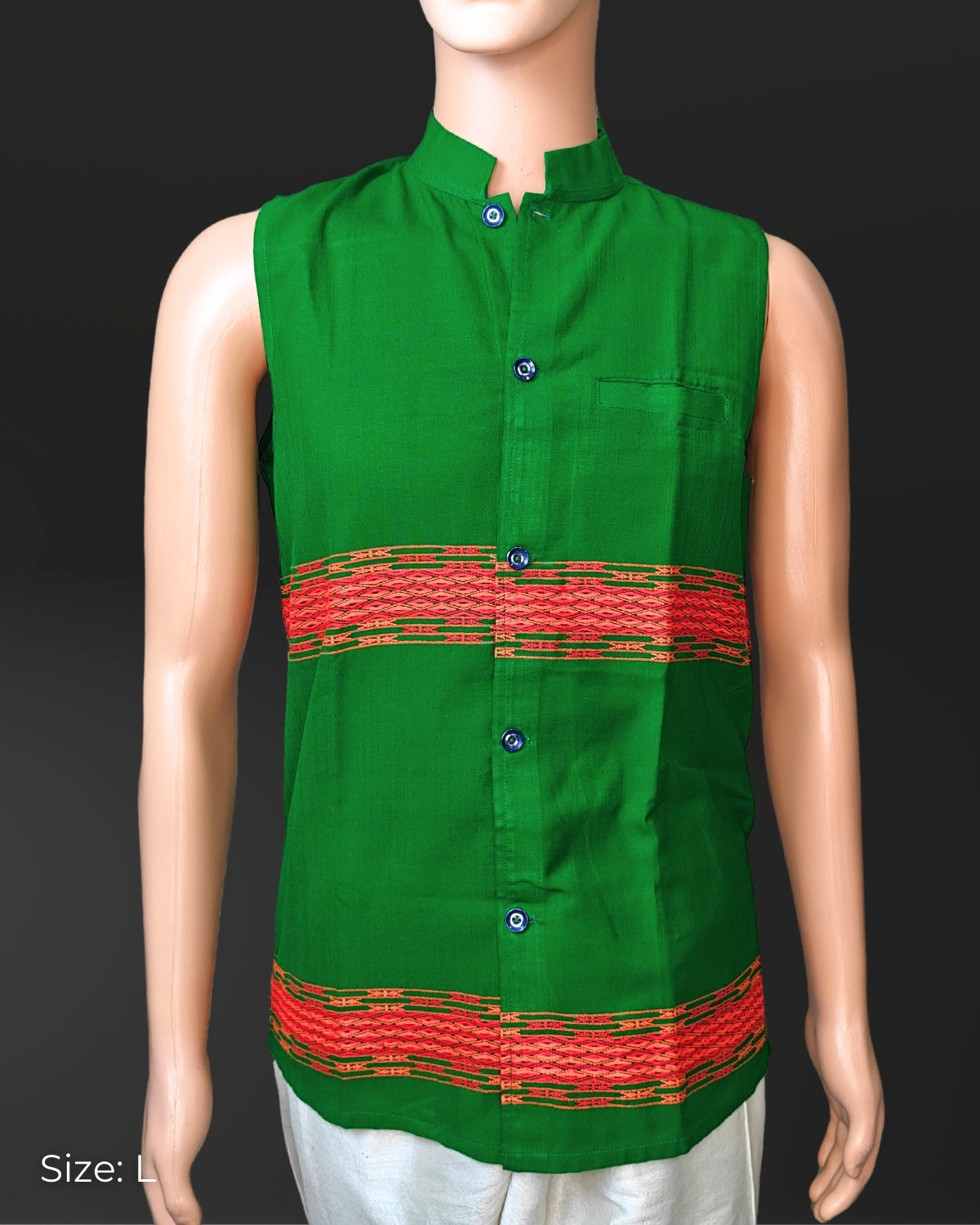 Green Mibu galuk - Mising tribal waist coat