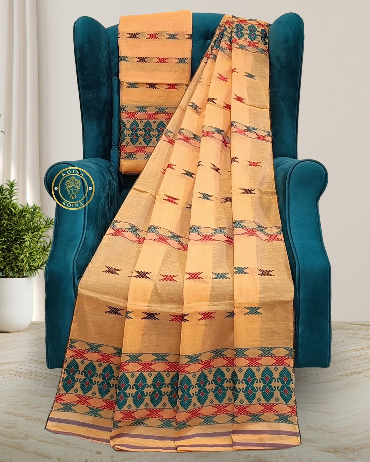 Staple cotton mekhela sador