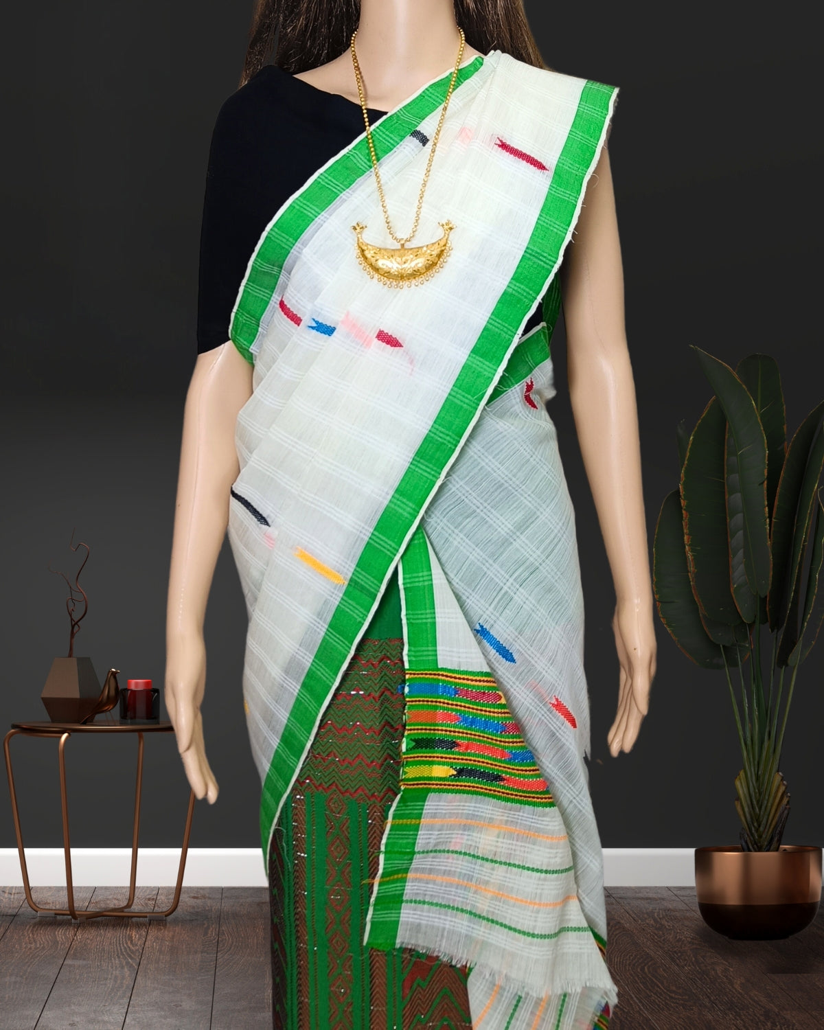 Kesh bosa design semi nuni single sador - White