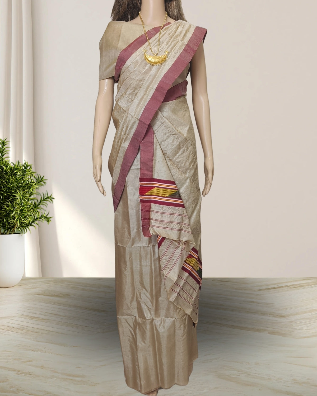 Tussar silk single sador