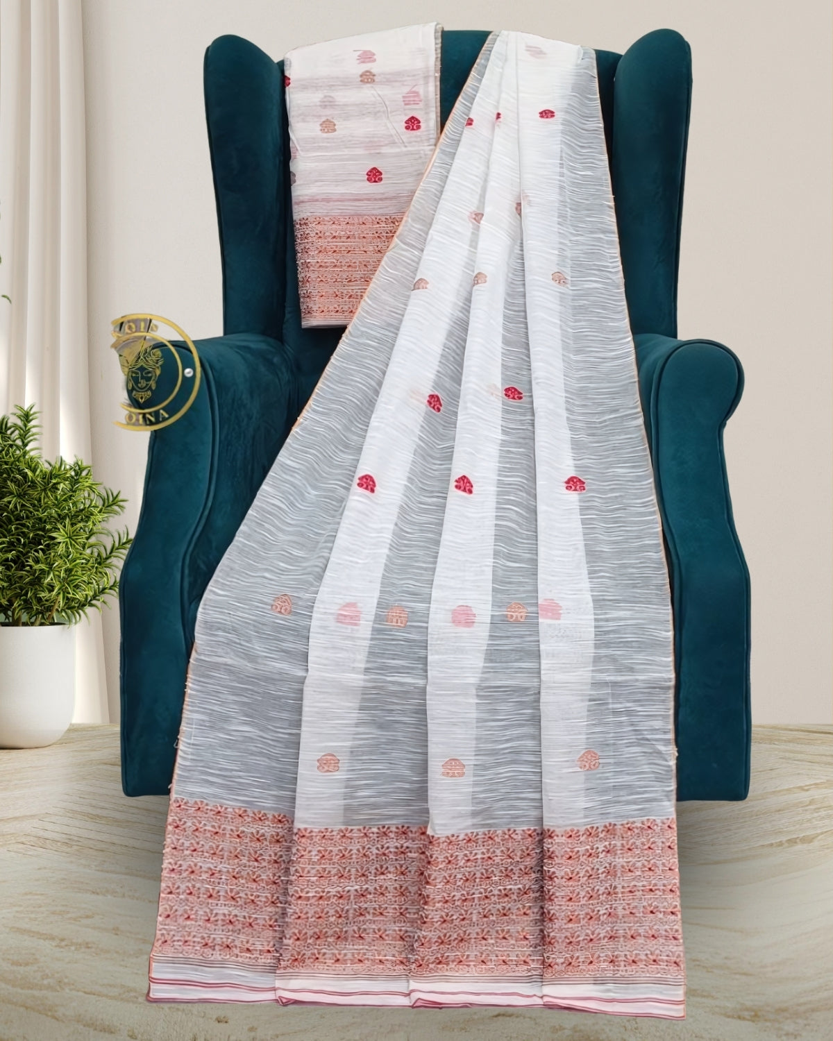 Staple cotton mekhela sador