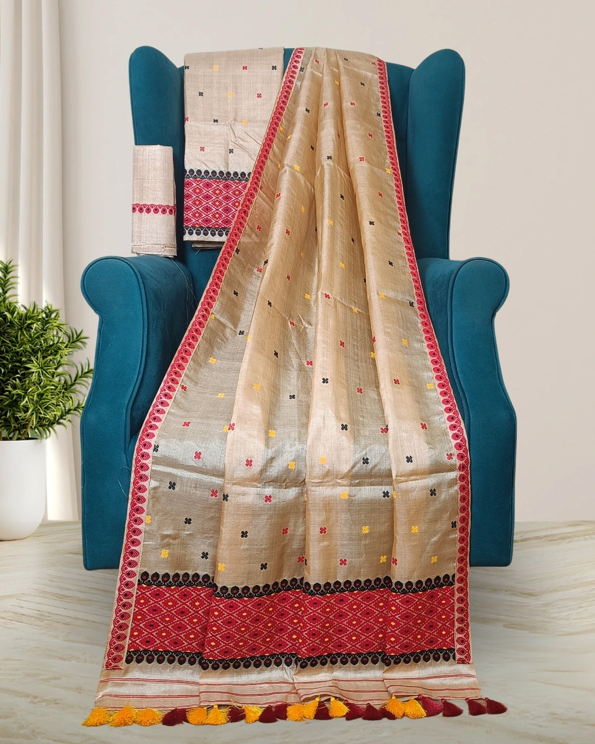 Tussar silk mekhela sador