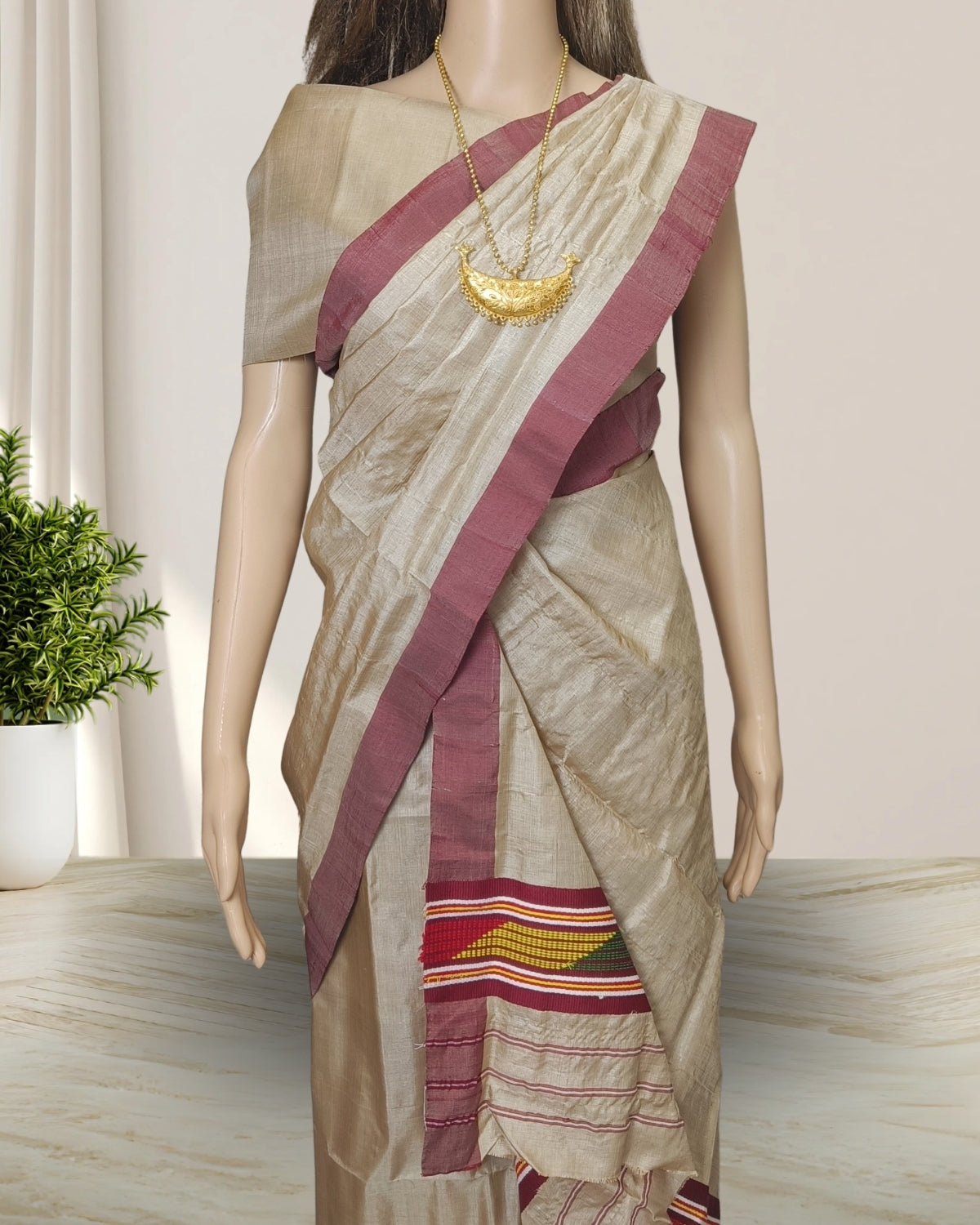 Tussar silk single sador