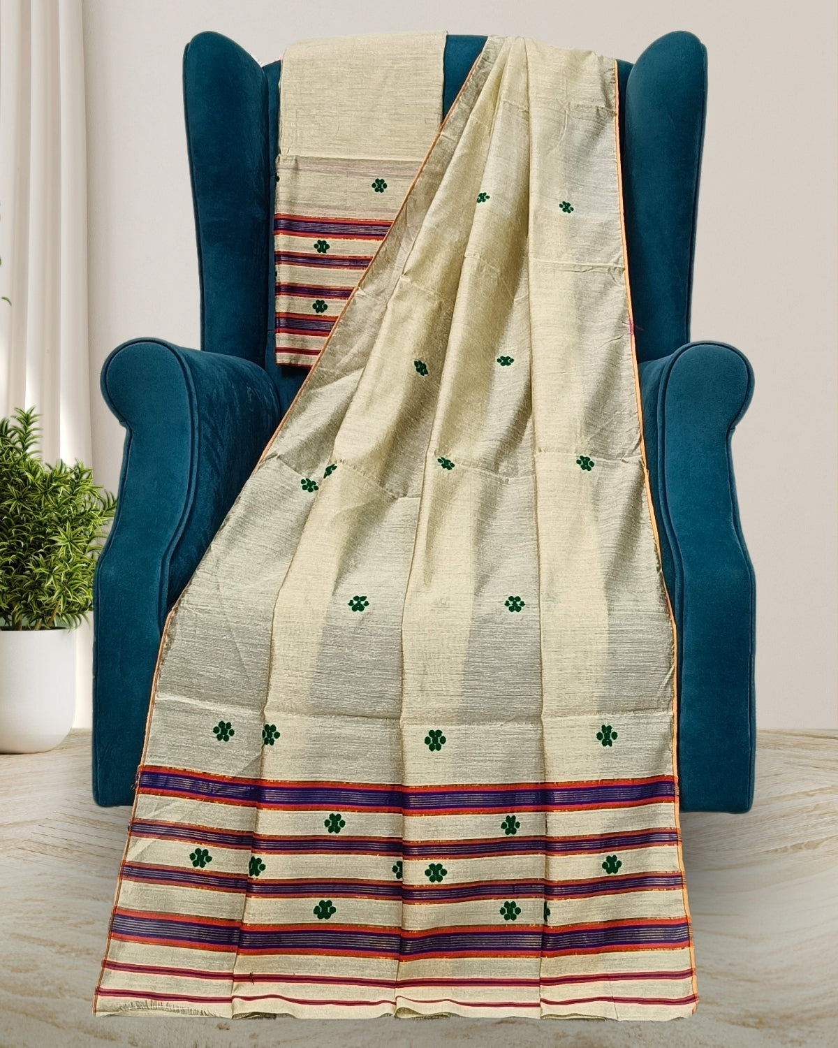 Staple cotton mekhela sador