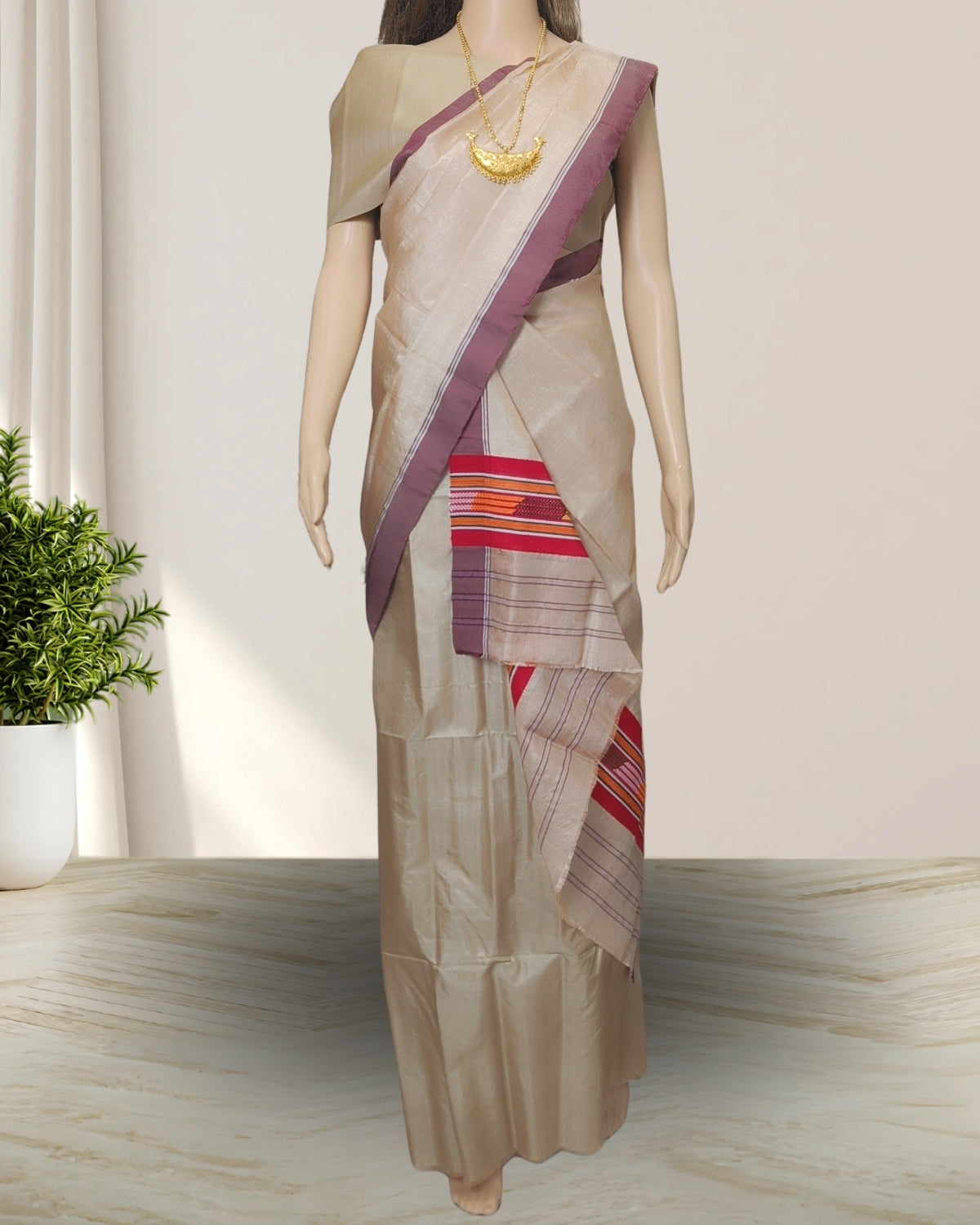 Tussar silk single sador