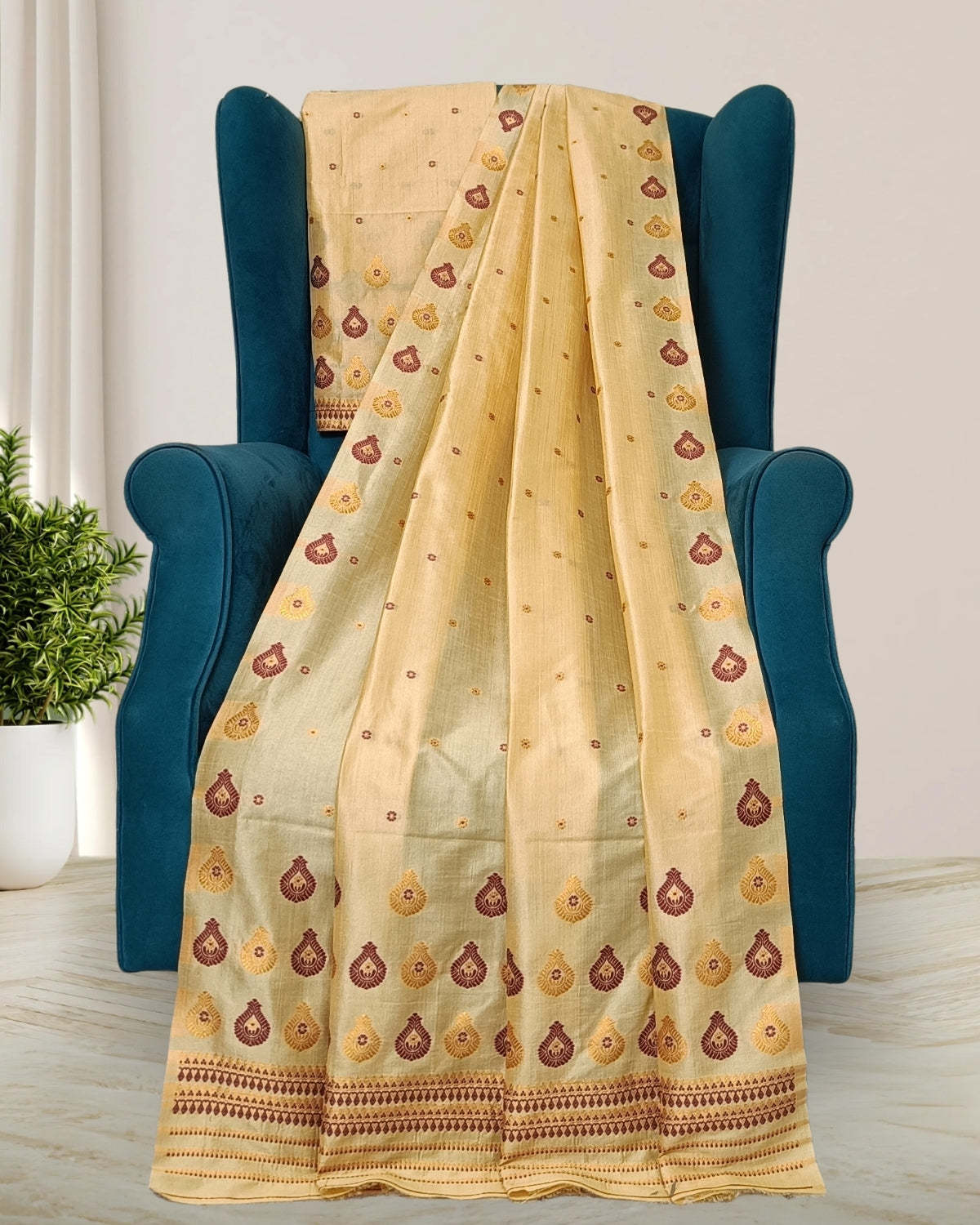 Raw silk mekhela sador