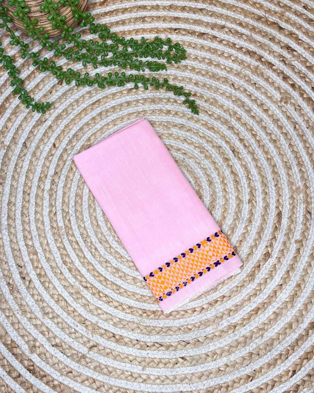 Peach padmini cotton mekhela sador with designer motifs