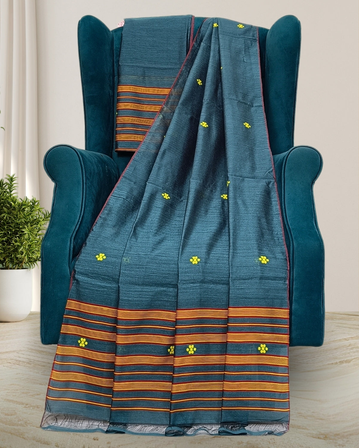 Staple cotton mekhela sador
