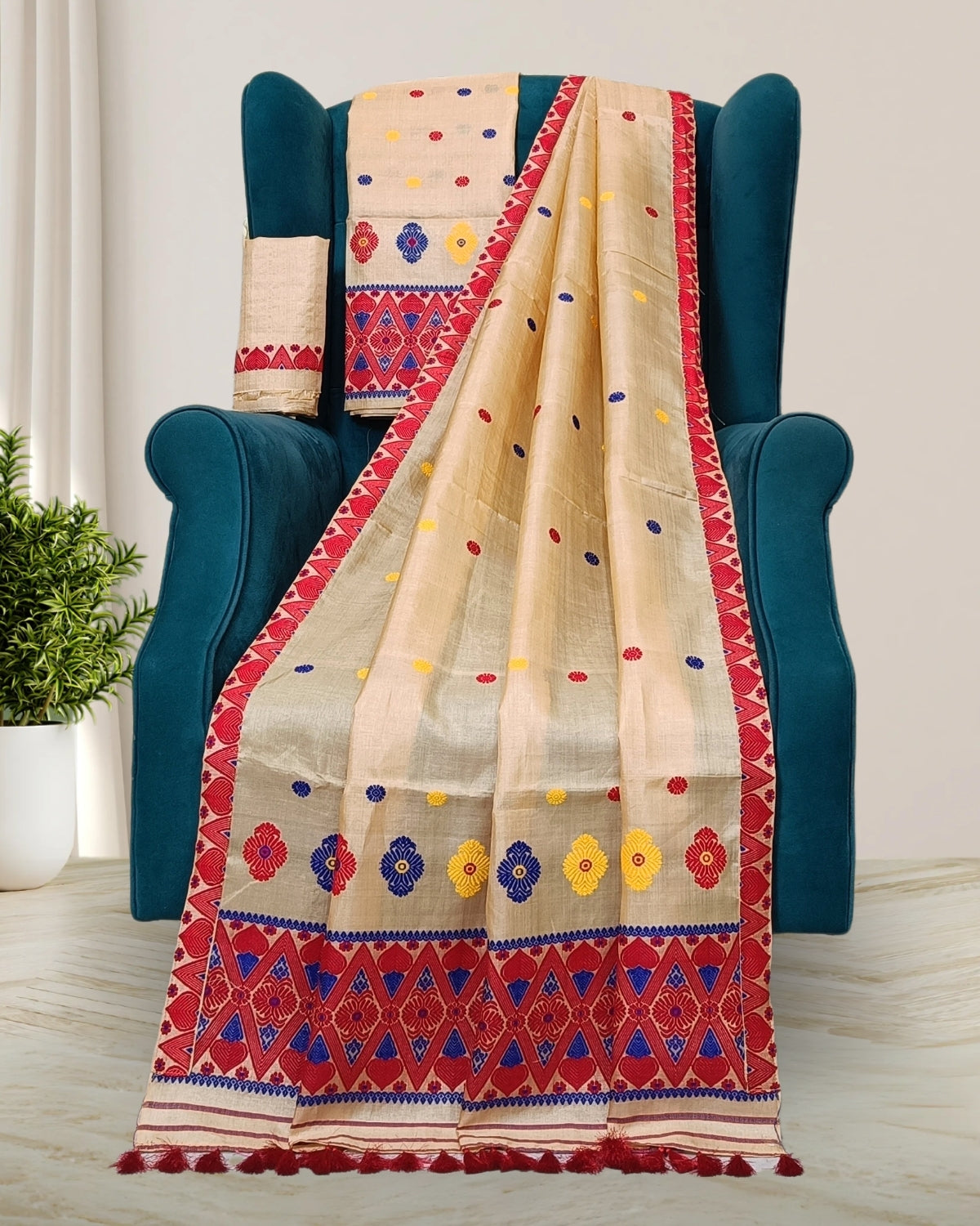 Tussar silk mekhela sador