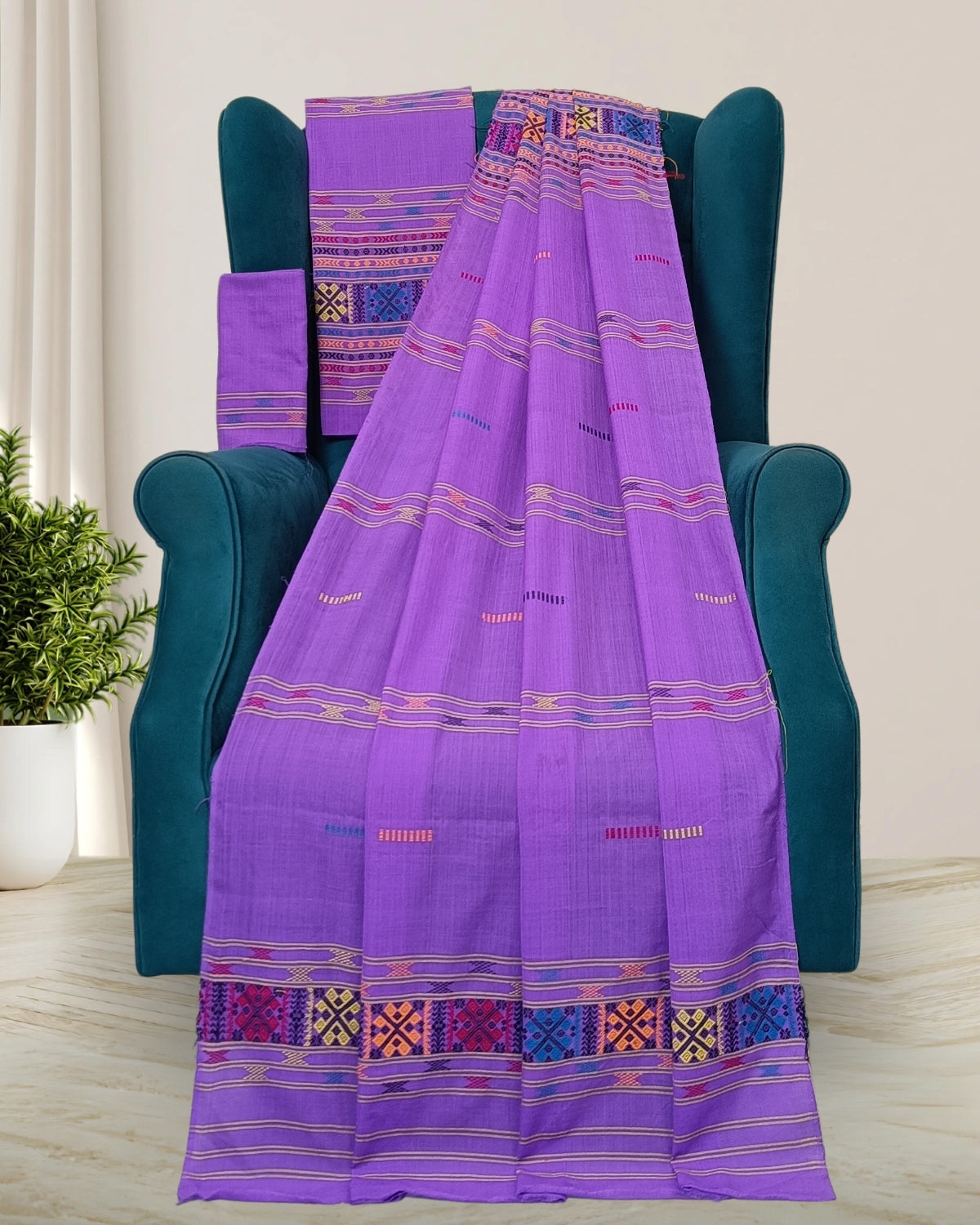 Gero design Mising mekhela sador - Purple