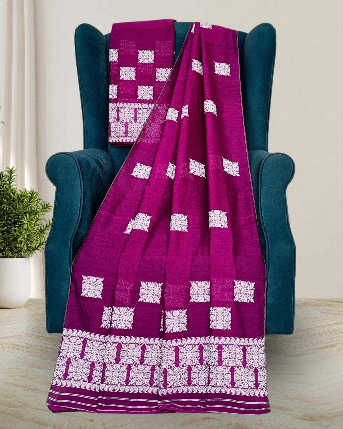 Staple cotton mekhela sador