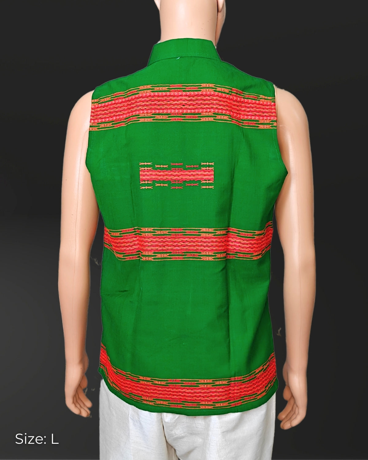 Green Mibu galuk - Mising tribal waist coat