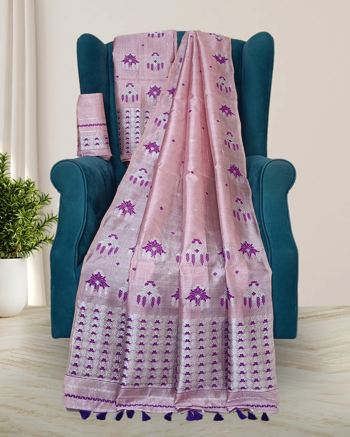 Dyed tussar silk x kesapaat mekhela chadar