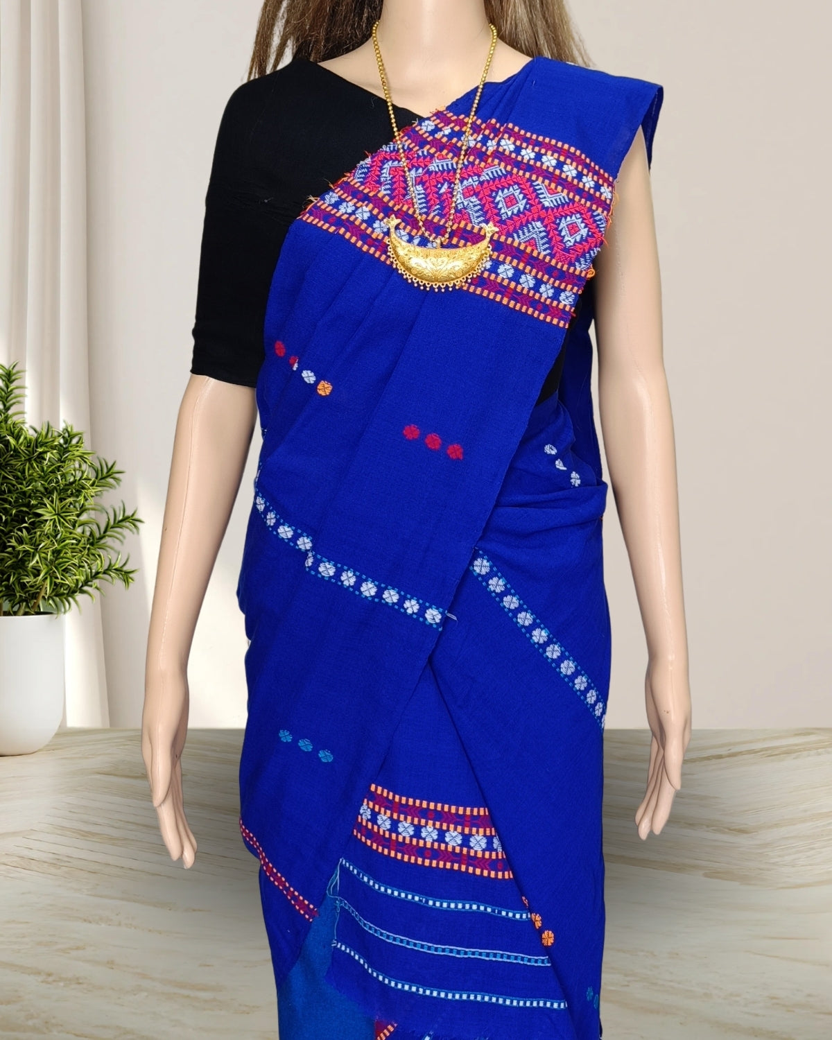Gero design padmini cotton single sador - Blue