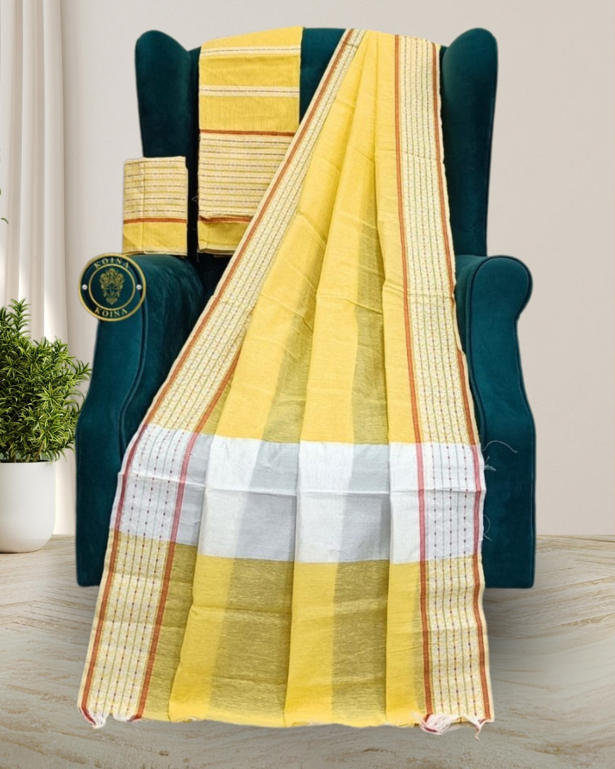 Yellow ghisa mekhela sador