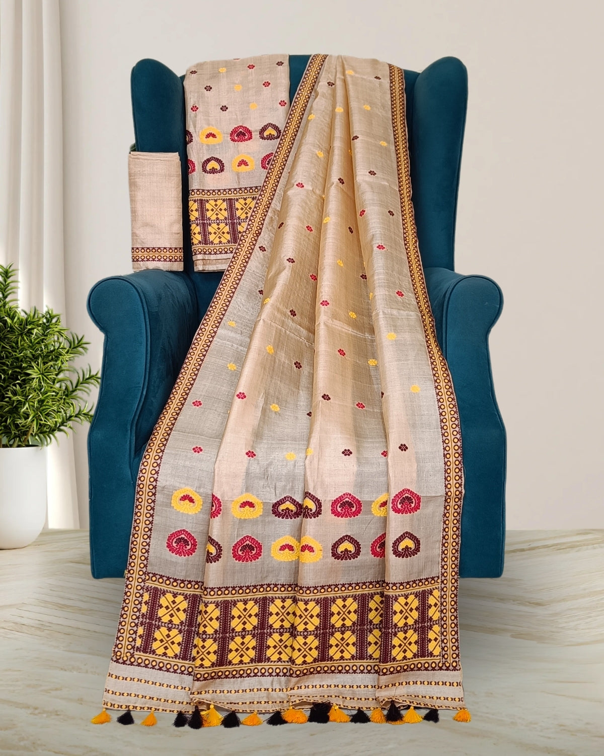 Tussar silk mekhela sador