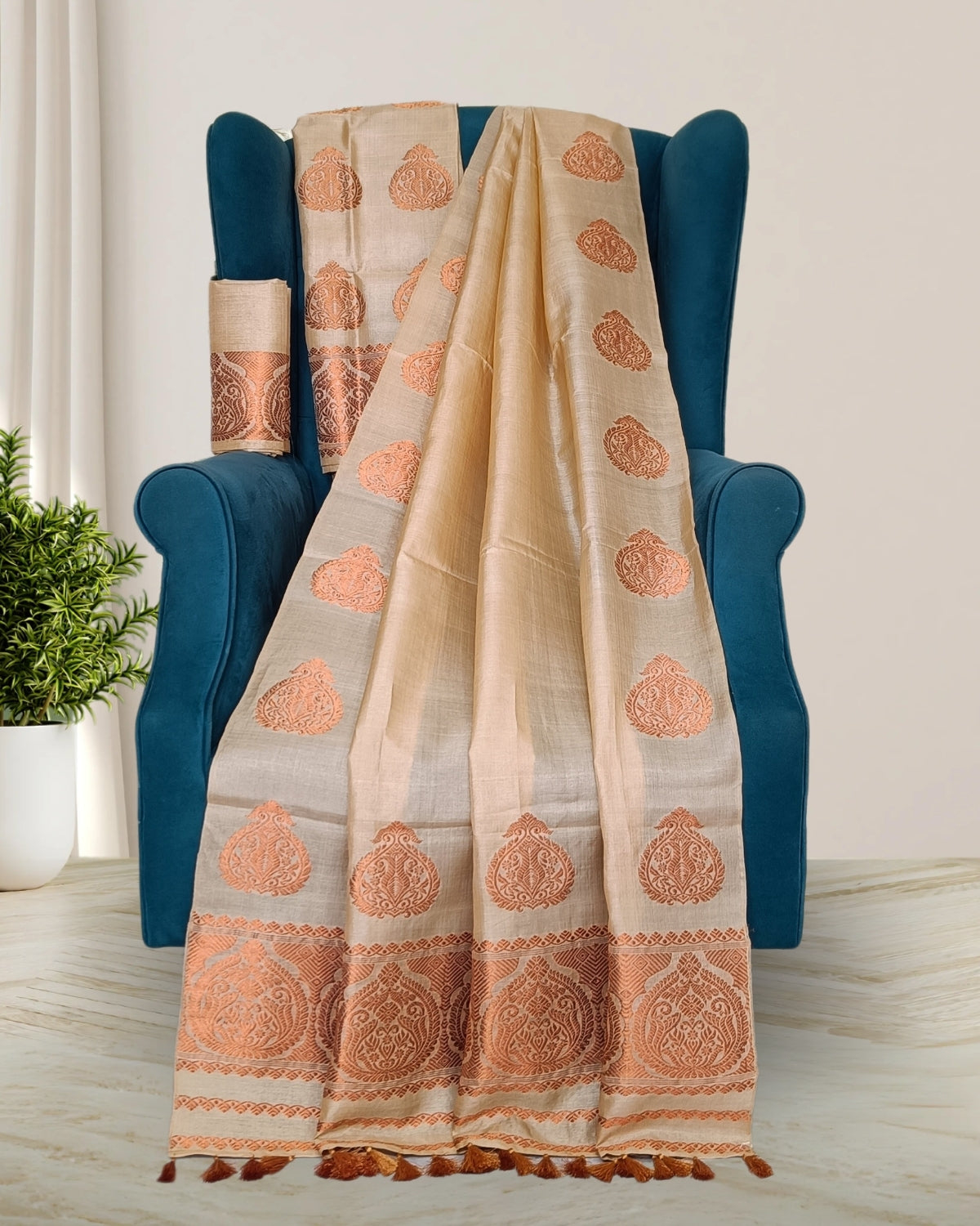 Tussar silk mekhela chadar