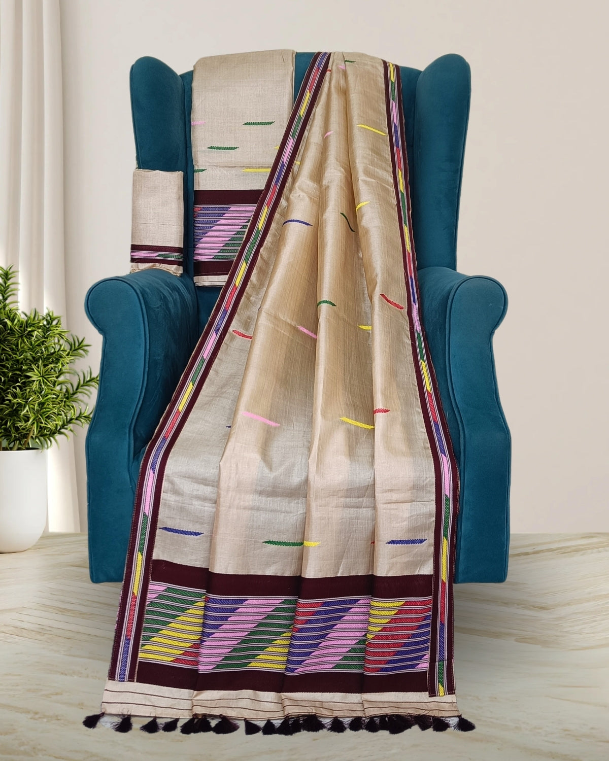 Tussar silk mekhela sador