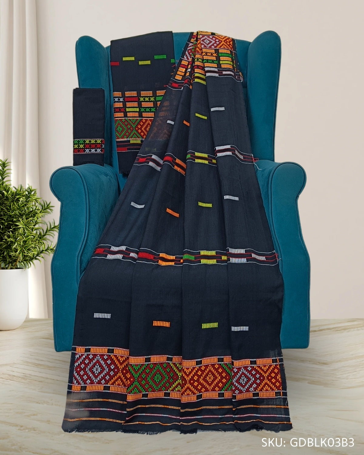 Gero design mekhela chadar with blouse piece - Mising handloom