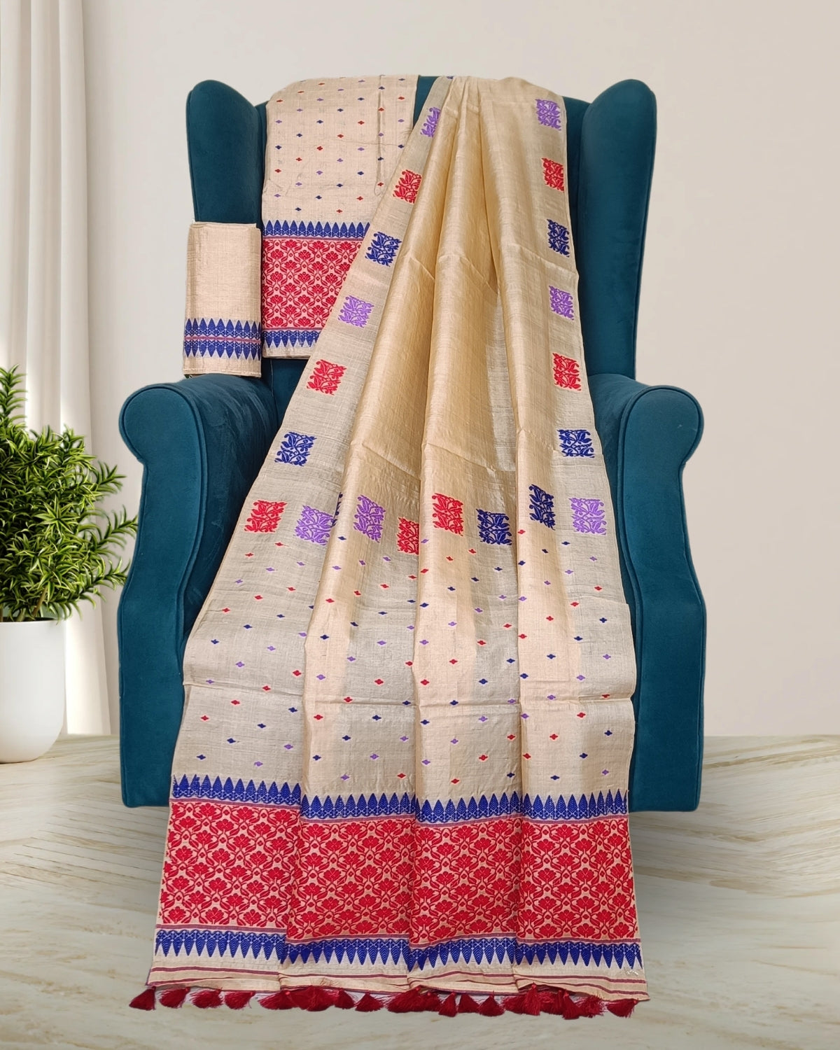 Tussar silk mekhela sador