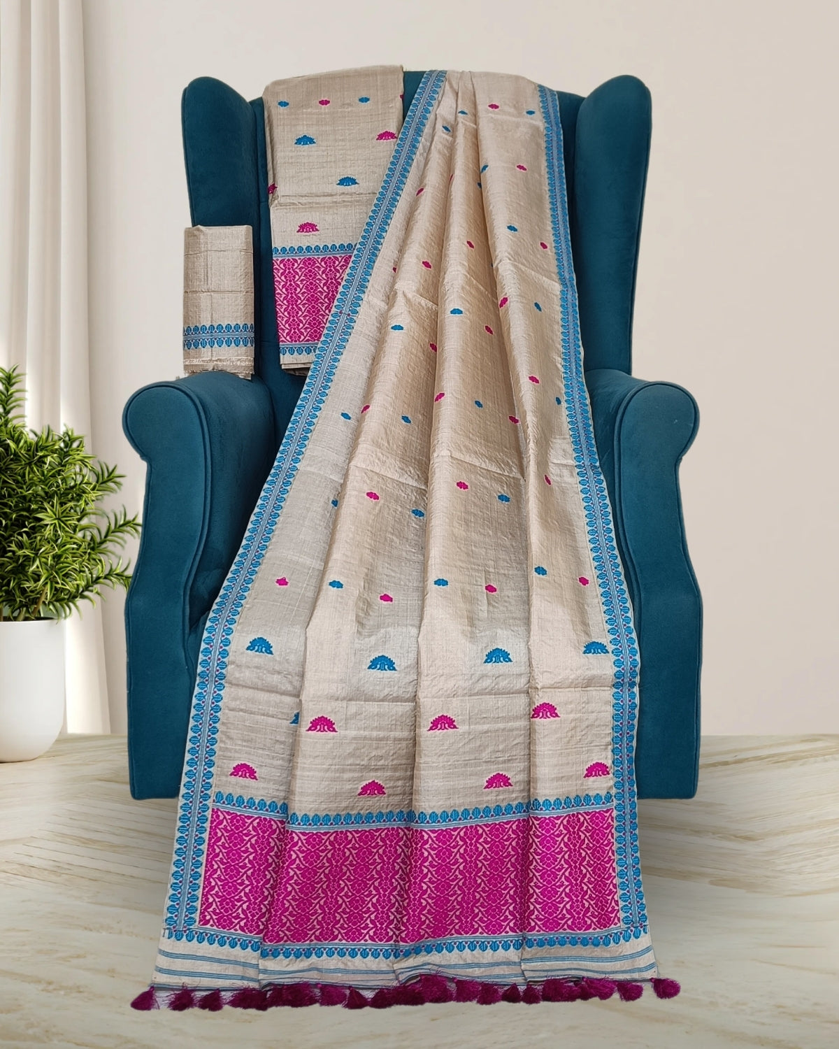 Tussar silk mekhela sador