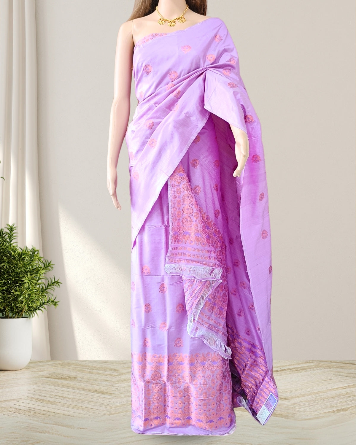 Lavender Pure Mulberry silk mekhela sador