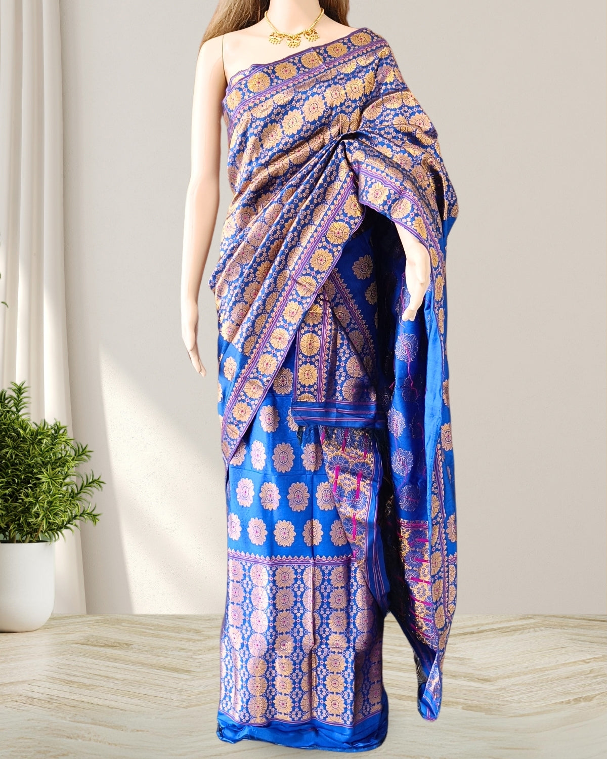 Blue Pure Mulberry silk mekhela sador