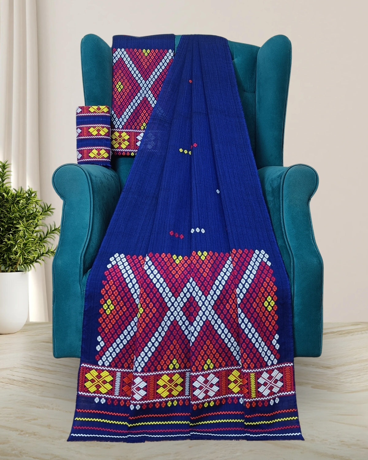 Blue padmini cotton Mising mekhela sador
