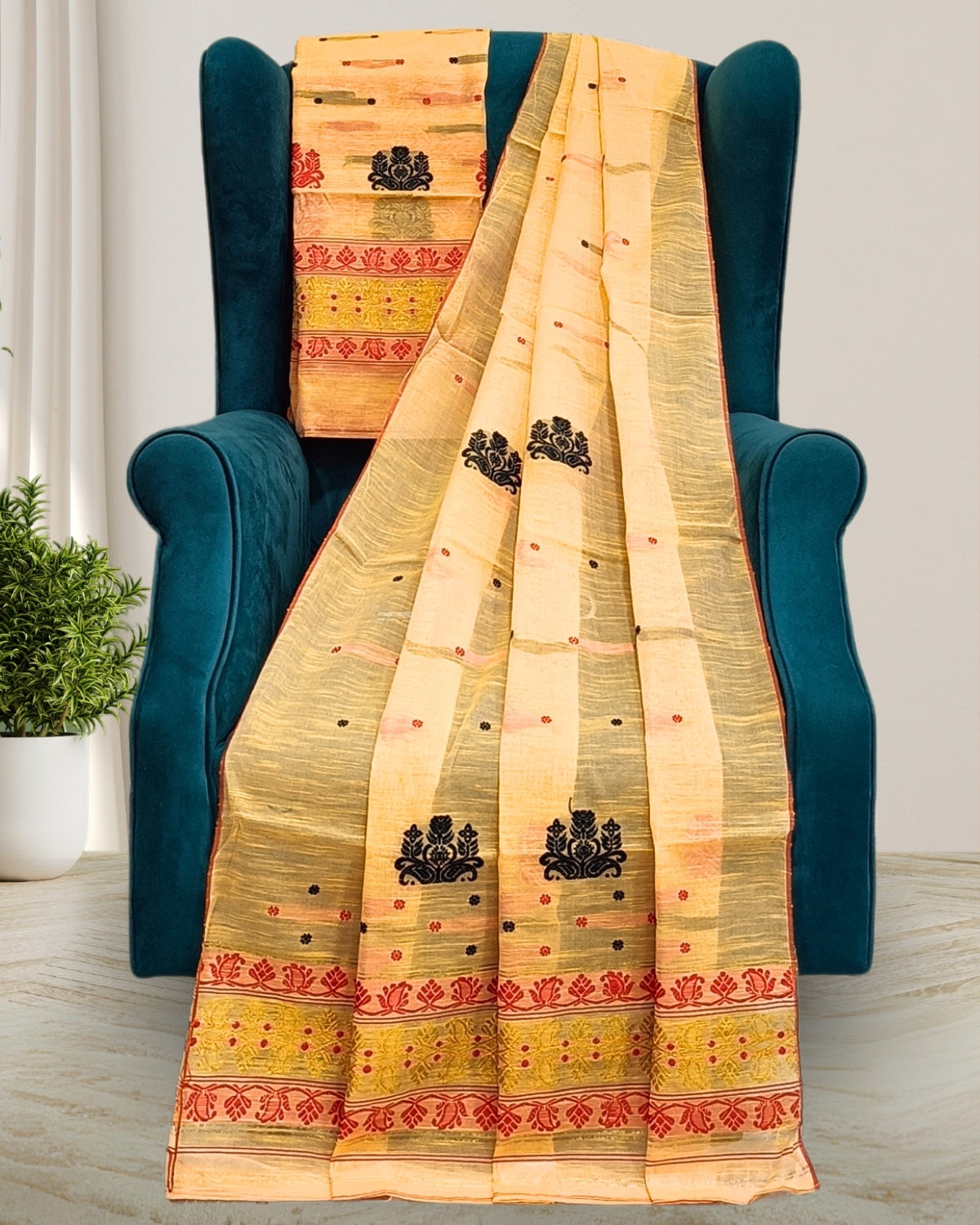 Staple cotton mekhela sador