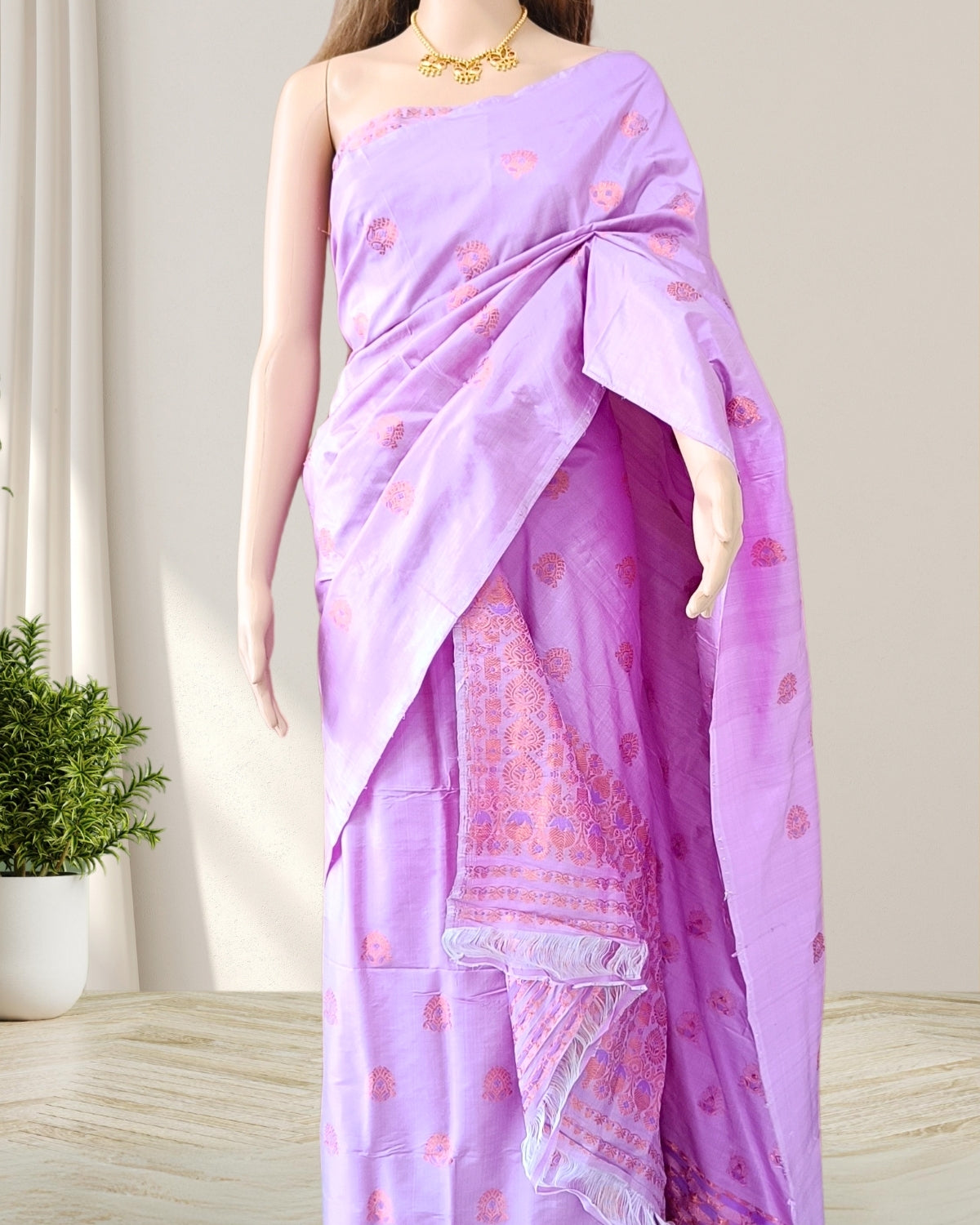 Lavender Pure Mulberry silk mekhela sador