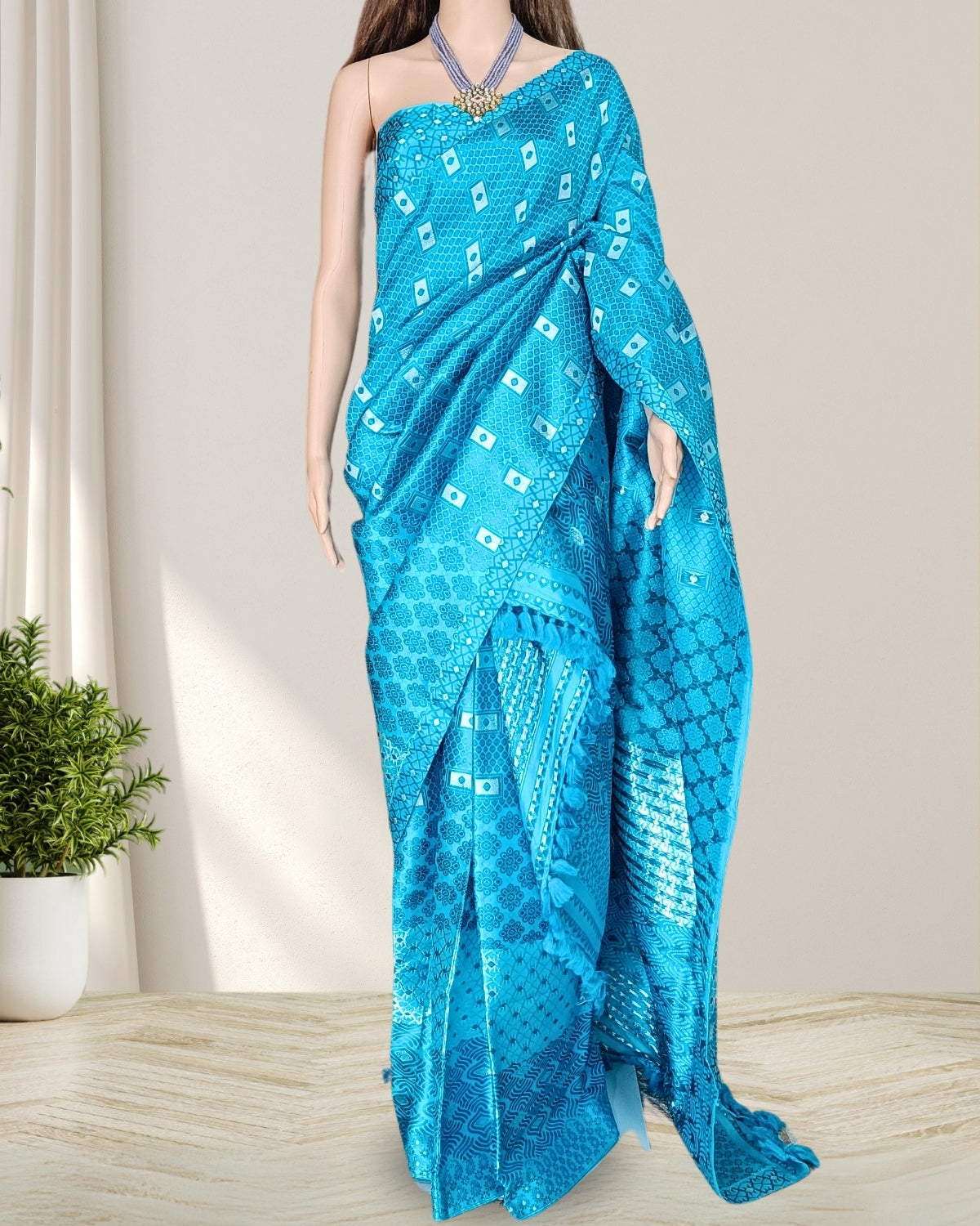 Blue Pure Mulberry silk mekhela sador