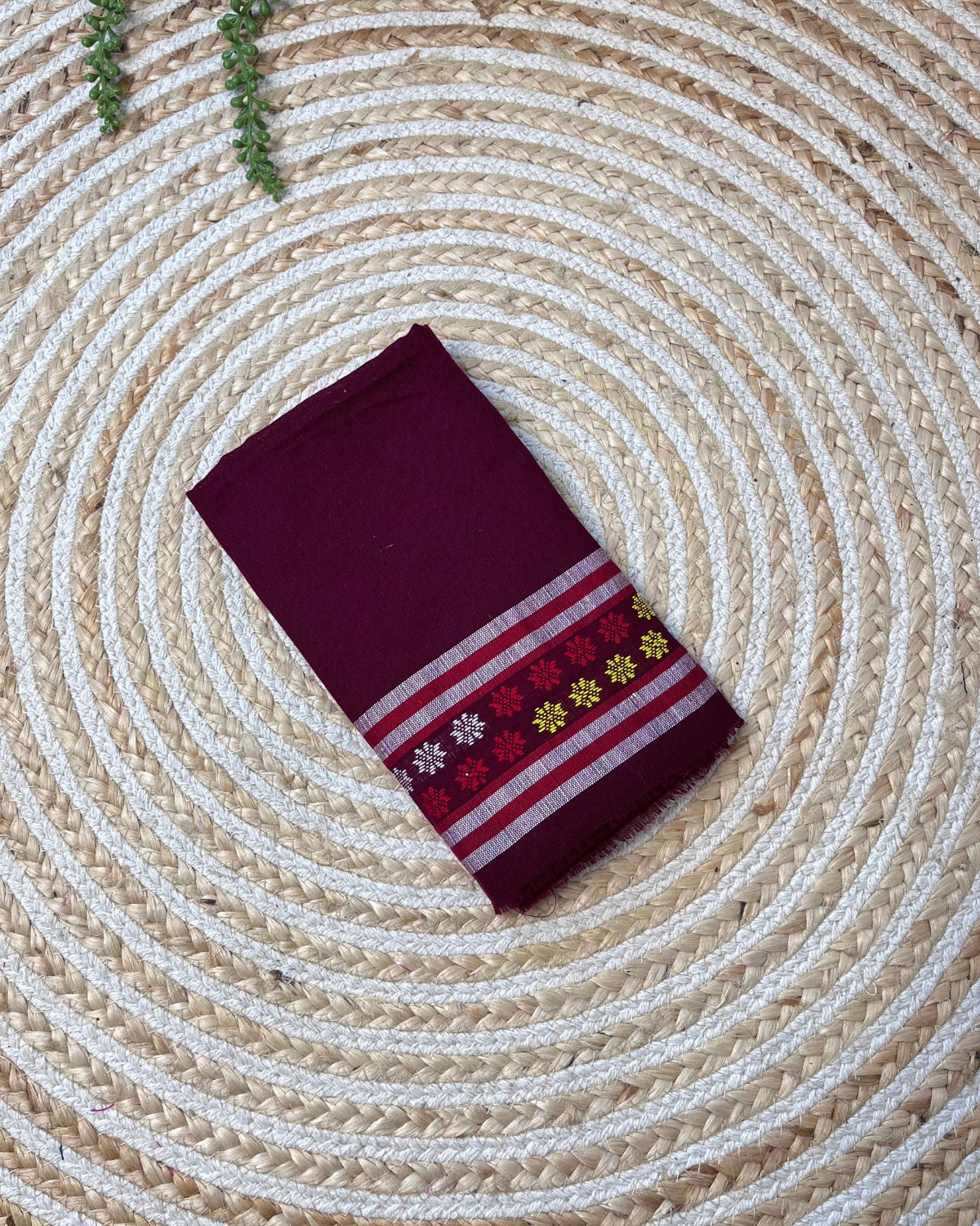 Ribi design Mising mekhela sador - Brown