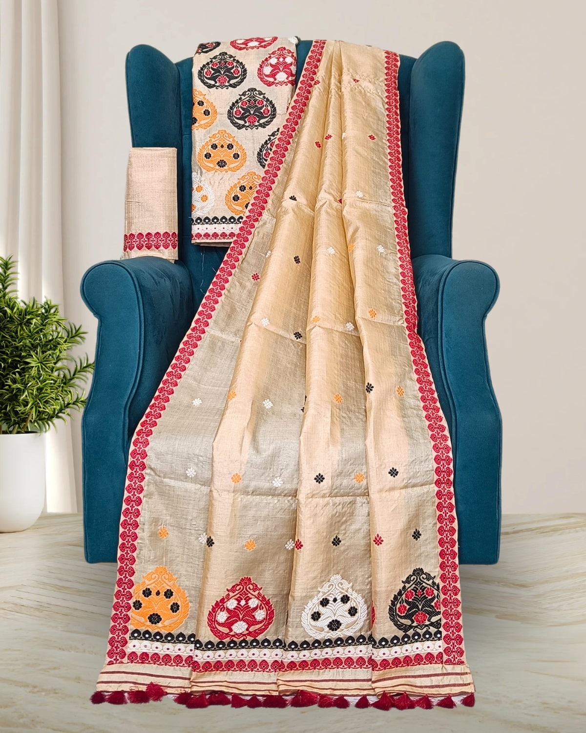 Tussar silk mekhela chadar