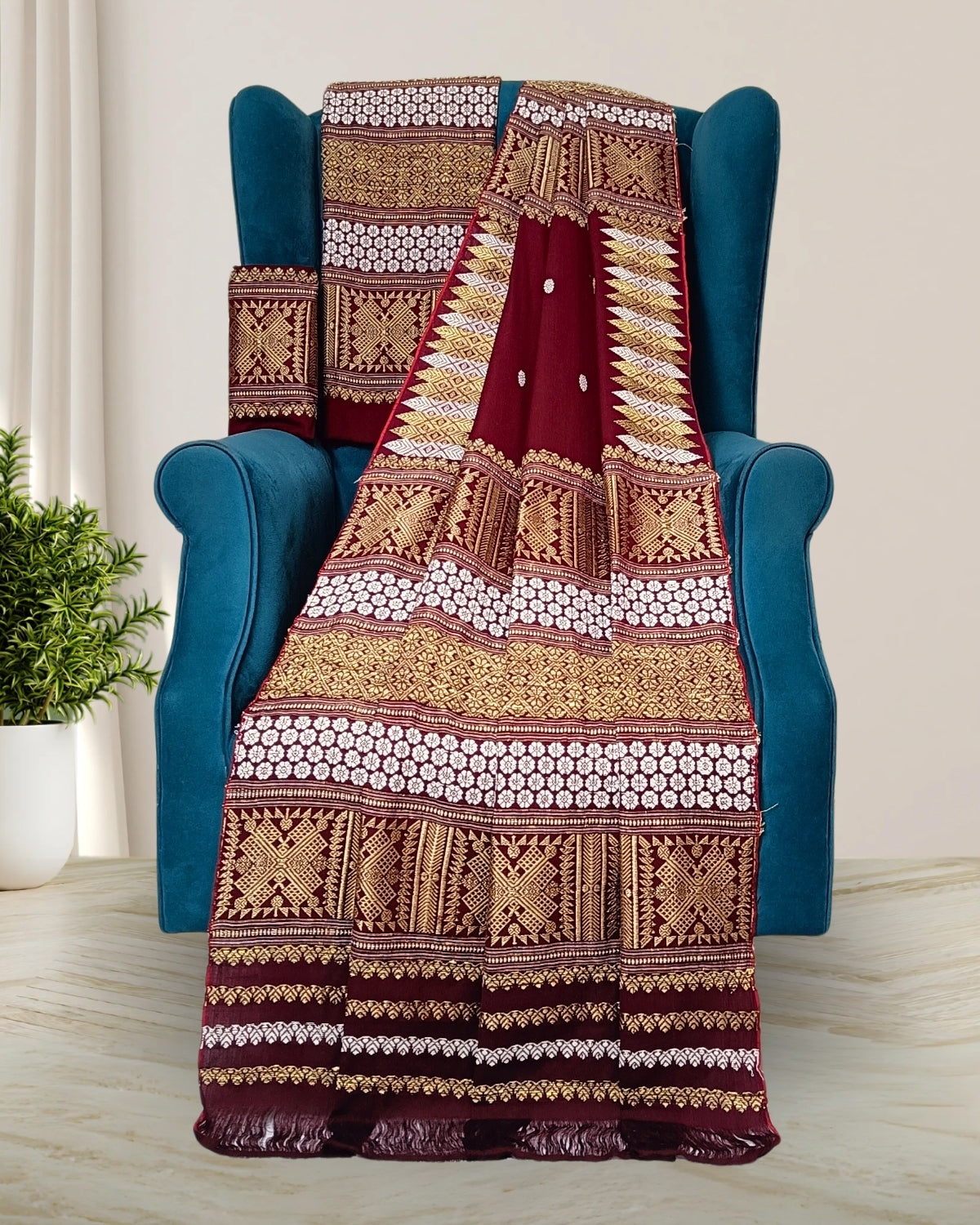 Assamese mekhela sador with designer motifs