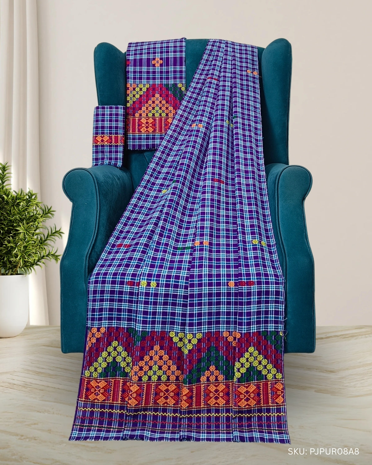 Pajok design Mising mekhela sador - Purple