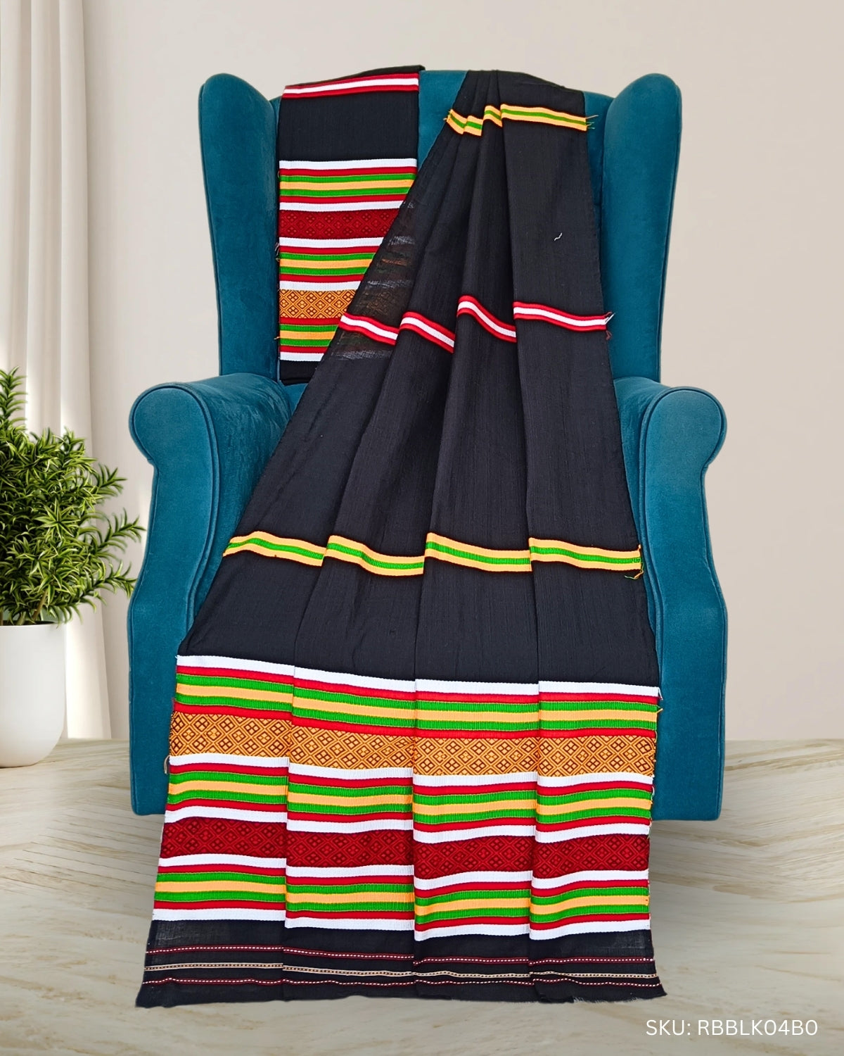 Ribi design Mising mekhela chadar - Black